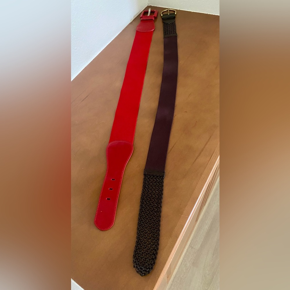 Pair of elastic Belts red & brown